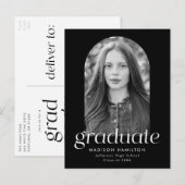 Zwart | Moderne minimalistische fotograafpartij Uitnodiging Briefkaart (Voorkant / Achterkant)