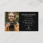Zwart Moderne Minimalistische Fotografie Visitekaartje (Achterkant)