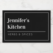 Zwart Moderne minimalistische keuken Voedselcontainer Etiket (Enkel label)