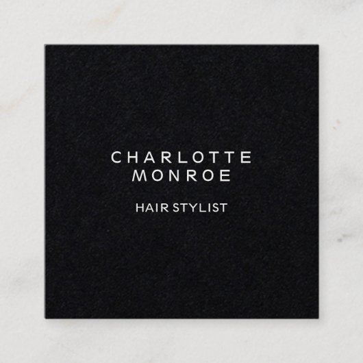 Zwart Moderne Minimalistische Professionele Vierka Vierkante Visitekaartje (Voorkant)