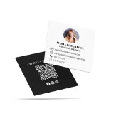 Zwart Moderne QR Code Sociale Media Foto Vierkante Visitekaartje