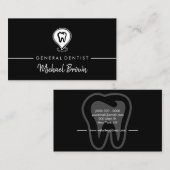 Zwart Moderne Tand Tandarts Visitekaartje (Voorkant / Achterkant)