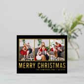Zwart Moderne Typografie Fotocollage Kerstmis Folie Feestdagen Briefkaart (Staand Voorkant)