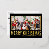 Zwart Moderne Typografie Fotocollage Kerstmis Folie Feestdagen Briefkaart (Voorkant / Achterkant)