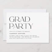 Zwart Moderne Typografie Graduation Party Kaart (Voorkant)