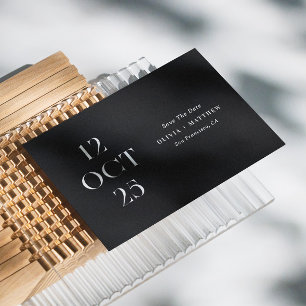 Zwart moderne typografie minimalistische foto brui save the date