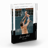 Zwart | Moderne Vaderdag gift Foto Collage (Links)