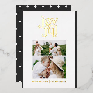 zwart moderne vrolijke 3 foto folie vakantie  folie feestdagenkaart