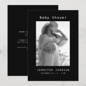 Zwart Mom-to-be Foto Baby shower Kaart (Voorkant / Achterkant)