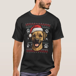 Zwart Mond Cur Santa Hoed Kerstmis Grappige Hond M T-shirt