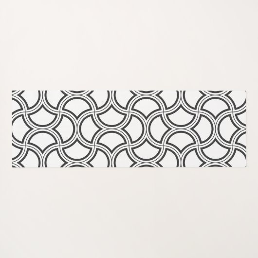 Zwart monochromatisch Art Deco Patroon Monogram Yogamat (Achterkant (horizontaal))