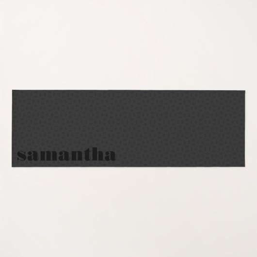 Zwart monochromatisch Art Deco Patroon Monogram Yogamat (Voorkant (horizontaal))