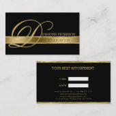 Zwart monochromatisch met gouden streep afsprakenkaartje (Voorkant / Achterkant)