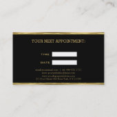 Zwart monochromatisch met gouden streep afsprakenkaartje (Achterkant)