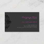 Zwart Monochromatische Girly Floral Design Visitekaartje (Achterkant)