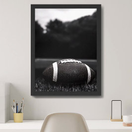  zwart monochroom Football Poster