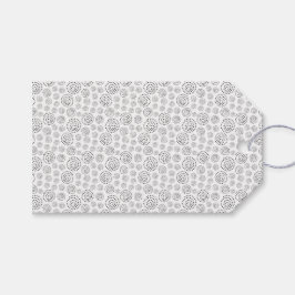 Zwart monochroom geometrisch wervelend patroon cadeaulabel