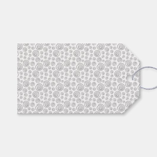 Zwart monochroom geometrisch wervelend patroon cadeaulabel (Voorkant (Horizontaal))