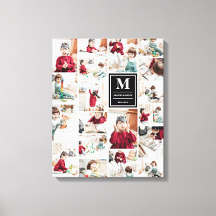 Zwart monogram 19 Afbeeldingen Foto Collage Canvas Afdruk