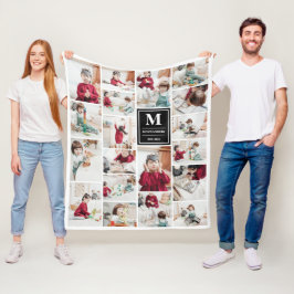 Zwart monogram 19 Afbeeldingen Foto Collage Fleece Deken