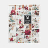 Zwart monogram 19 Afbeeldingen Foto Collage Fleece Deken (Voorkant)