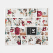 Zwart monogram 19 Afbeeldingen Foto Collage Fleece Deken (Voorkant (Horizontaal))