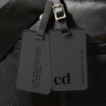 Zwart monogram bagagelabel<br><div class="desc">Het Modern Black Monogram Professional-Bagagelabel is het perfecte aangepaste Bagagelabel dat is ontworpen voor de professional van vandaag. Deze gepersonaliseerde Bagagelabels maken doordachte verjaardagscadeaus voor vriendje en unieke cadeaus voor mannen. Ze zijn ook ideaal als kerstcadeaus voor vriendje en bieden uitstekende kerstcadeaus voor vriendje ideeën. Verpakt in een strakke geschenkdoos...</div>