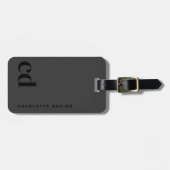 Zwart monogram bagagelabel (Voorkant horizontaal)