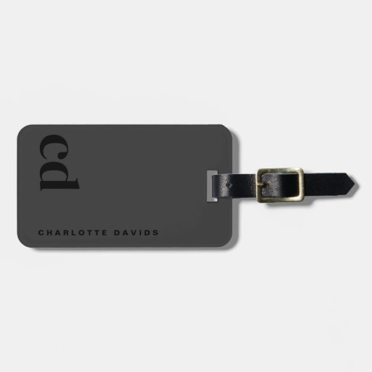 Zwart monogram bagagelabel (Voorkant horizontaal)