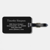 Zwart monogram Bagagelabel met witte strepen (Achterkant horizontaal)