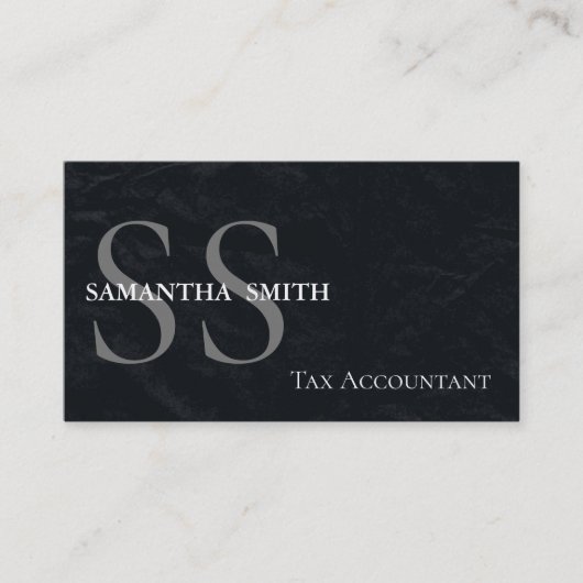 Zwart Monogram Belastingboekhouder Visitekaartje (Voorkant)