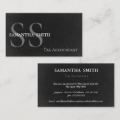 Zwart Monogram Belastingboekhouder Visitekaartje (Voorkant / Achterkant)