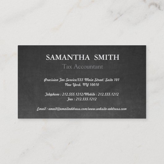 Zwart Monogram Belastingboekhouder Visitekaartje (Achterkant)