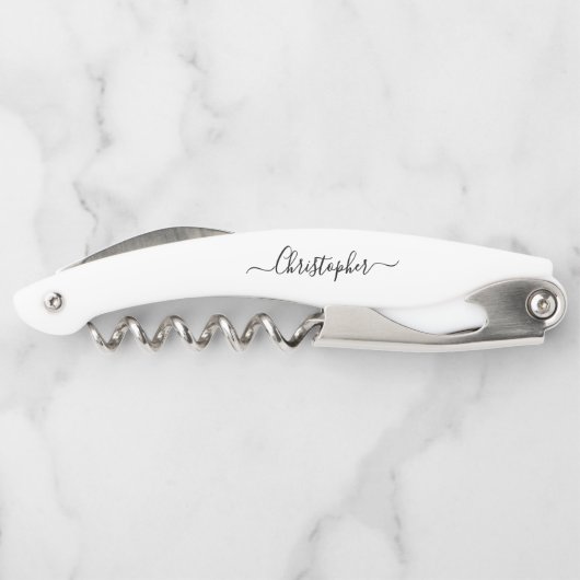 Zwart Monogram Bierwijn Kurkentrekker Flesopener (Achterkant)