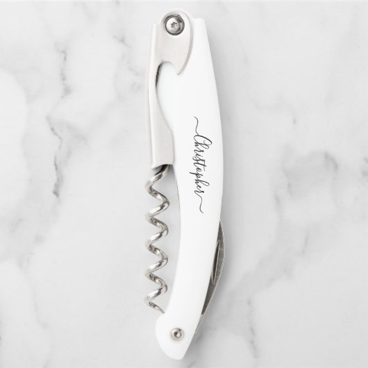 Zwart Monogram Bierwijn Kurkentrekker Flesopener (Voorkant)