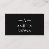 Zwart monogram | Elegante aangepaste minimale zake Visitekaartje (Voorkant)