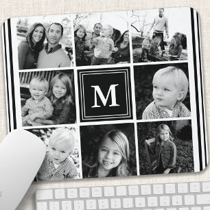 Zwart monogram Familie Foto Collage Muismat