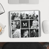 Zwart monogram Familie Foto Collage Muismat