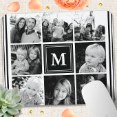 Zwart monogram Familie Foto Collage Muismat