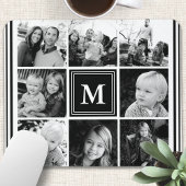 Zwart monogram Familie Foto Collage Muismat