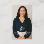 Zwart Monogram Foto Sociale Media QR Code Visitekaartje (Voorkant)