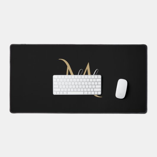 Zwart Monogram gepersonaliseerd Bureaumat (Keyboard & Muis)