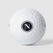 Zwart Monogram Gepersonaliseerde Golfballen (Voorkant)