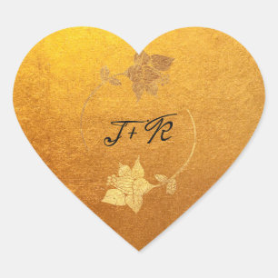 Zwart Monogram Golden Kraft Flower Initiaal minima Hart Sticker