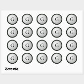 Zwart Monogram Golfbal Ronde Sticker (Vel)