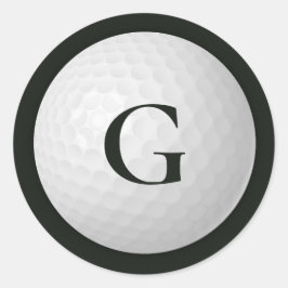 Zwart Monogram Golfbal Ronde Sticker