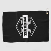 Zwart monogram golfhanddoek (Horizontaal)