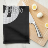 Zwart monogram Golfhanddoeken, Jouw naam, KLEUREN Theedoek (Quarter Fold)