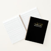 Zwart Monogram Goud Wit Minimalistisch Elegant Her Notitieboek (Binnen)