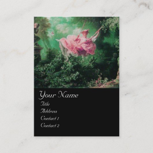 ZWART MONOGRAM, Green Pink Fuchsia Black Visitekaartje (Voorkant)